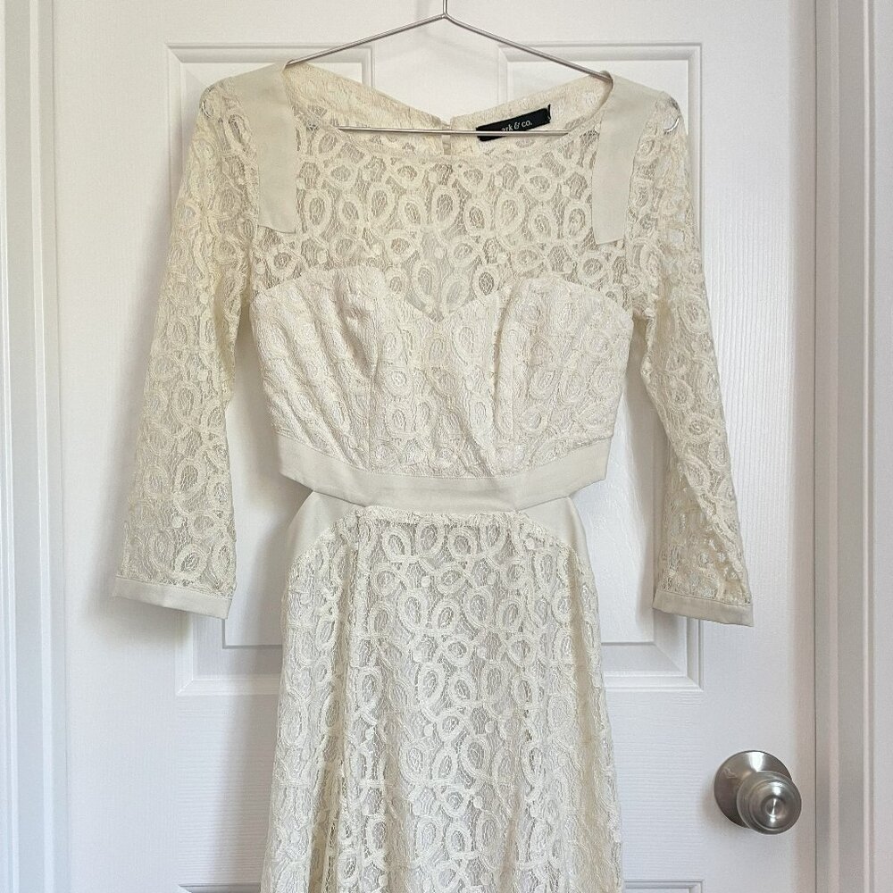 ark & co. Ivory/White Lace Dress with Cut Outs, Size S, Excellent Condition